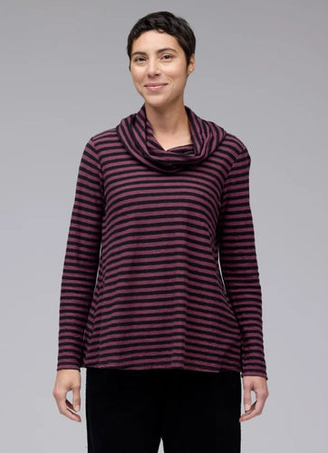 Cut Loose Black Stripe Cowl Neck Pullover