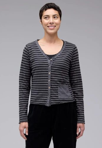 Cut Loose Black Stripe Crop Pocket Cardi