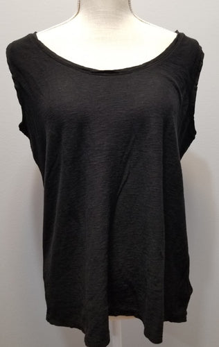 Cut Loose Light Weight Linen Cotton Jersey Scoop Neck Tank (XL,Black)- On Sale!