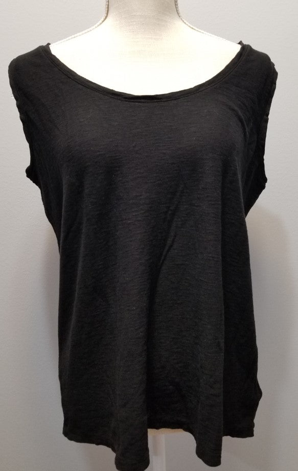 Cut Loose Light Weight Linen Cotton Jersey Scoop Neck Tank (XL,Black)- On Sale!