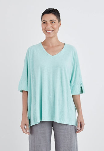 Cut Loose Light Weight Linen Cotton Jersey One Size V-Neck Top