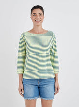 Load image into Gallery viewer, Cut Loose Blue Stripe 3/4 Sleeve Boatneck Top