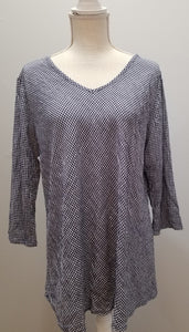 Cut Loose Crinkle Check Bias V-Neck Top (XL, Admiralty)- On Sale!