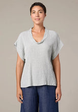 Load image into Gallery viewer, Cut Loose Crinkle Check Short Sleeve Cowl Top
