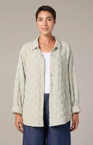 Cut Loose Crinkle Check Quilt Big Shirt Jacket