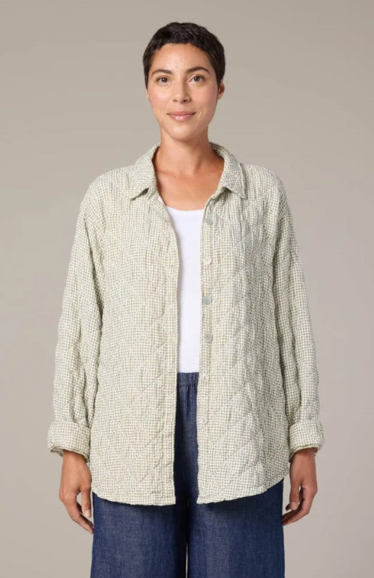 Cut Loose Crinkle Check Quilt Big Shirt Jacket