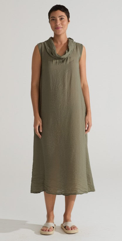 Cut Loose Rayon Parachute Cowl Neck Maxi Dress