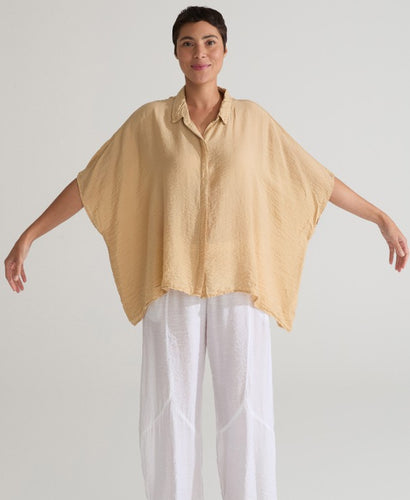 Cut Loose Rayon Parachute One Size Short Sleeve Oversized Shirt