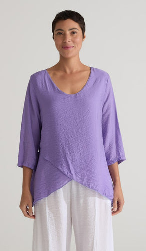 Cut Loose Rayon Parachute Double Layer V-Neck Top
