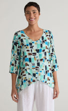 Load image into Gallery viewer, Cut Loose Check Sea Glass Double Layer V-Neck Top