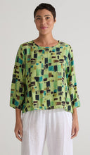Load image into Gallery viewer, Cut Loose Check Sea Glass 3/4 Sleeve Split Back