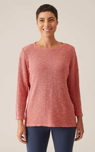 Cut Loose Texture Sweater Knit 3/4 Sleeve Boatneck Top