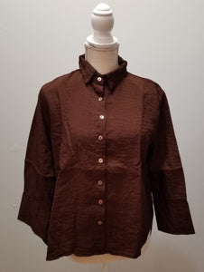 Cut Loose Fall Parachute Crop Easy Shirt (S, Mahogany)- On Sale!