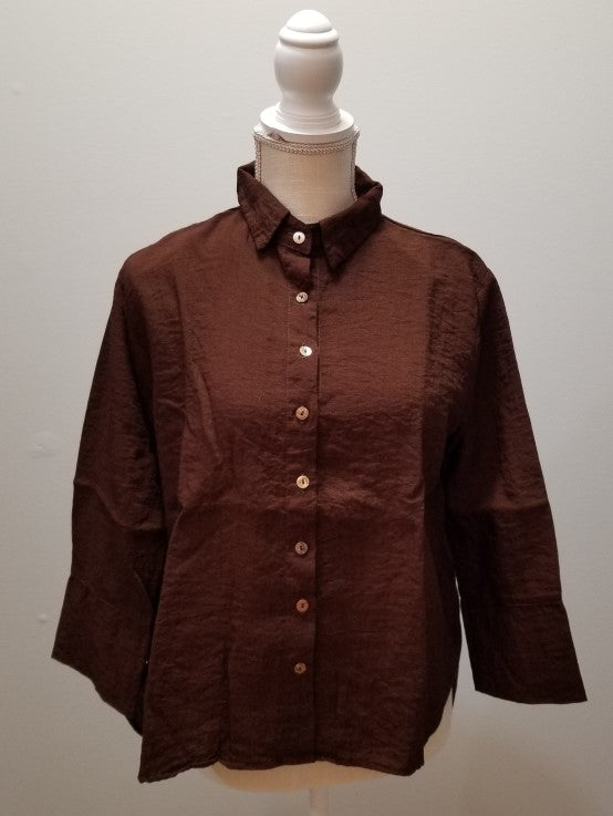 Cut Loose Fall Parachute Crop Easy Shirt (S, Mahogany)- On Sale!
