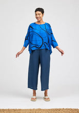 Load image into Gallery viewer, Cut Loose Black/Blue Swirl One Size Crop Top