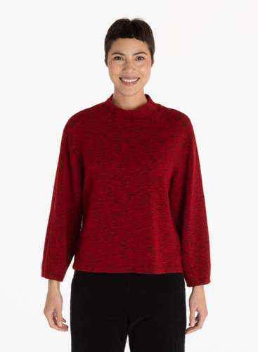 Cut Loose Crimped Fabric Mock Neck Top