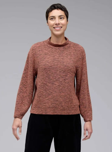 Cut Loose Crimped Fabric Mock Neck Top