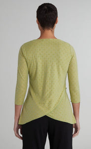 Cut Loose Mesh Dot Double Layer V-Neck Top