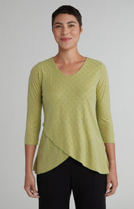 Cut Loose Mesh Dot Double Layer V-Neck Top