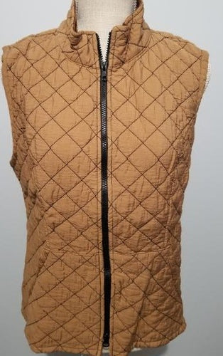 Cut Loose Quilted Parachute Zip Front Quilted Vest (S,Sandalwood)- On Sale!