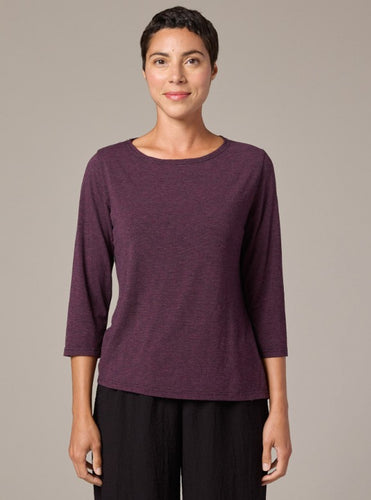 Cut Loose Char Jersey 3/4 Sleeve Boatneck Top
