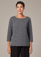 Load image into Gallery viewer, Cut Loose Texture Char Knit 3/4 Sleeve Boatneck Top
