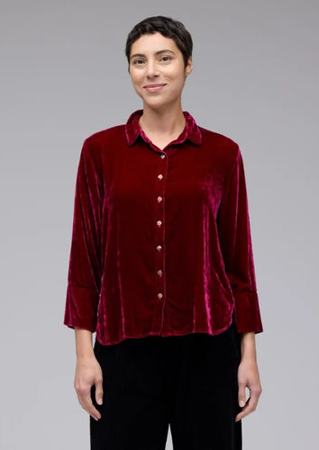 Cut Loose Velvet Crop Easy Shirt
