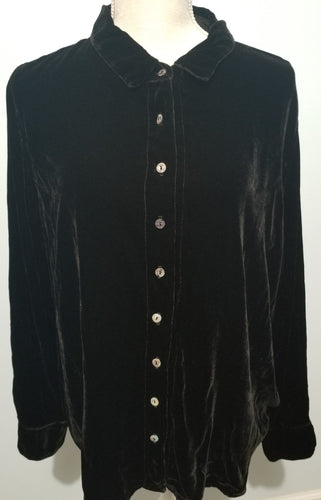 Cut Loose Velvet Fitted Shirt (M, Black)- On Sale!