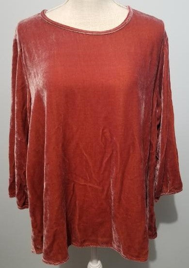 Cut Loose Velvet 3/4 Sleeve Aline Top (L, Rosen)- On Sale!