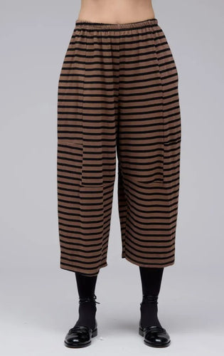 Cut Loose Black Stripe Fleece Balloon Crop Pant