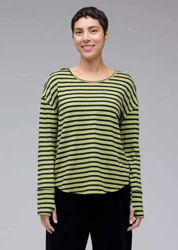 Cut Loose Black Stripe Fleece Thumbhole Top