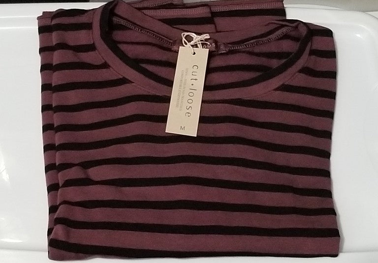 Cut Loose Black Stripe Fleece Crop Sweatshirt (Overstock)