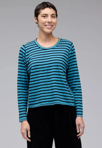 Cut Loose Black Stripe Fleece Crop Sweatshirt