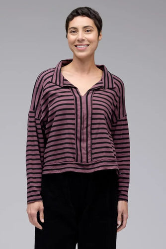 Cut Loose Black Stripe Fleece Oversized Crop Top