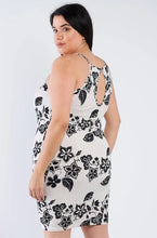 Load image into Gallery viewer, Ivory Black Floral Basic Mini Dress (1X-3X)-On Sale!
