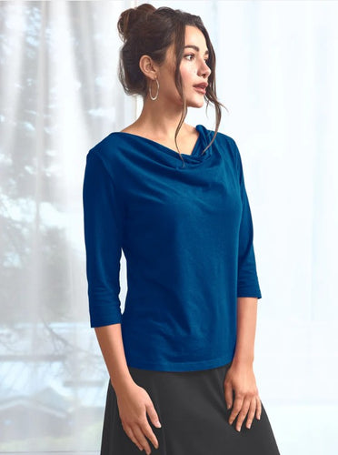 Blue Canoe Graceful Neck Top (L, Cobalt)- On Sale!