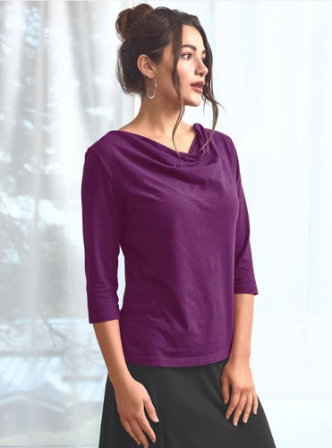 Blue Canoe Graceful Neck Top (L, Mulberry)- On Sale!