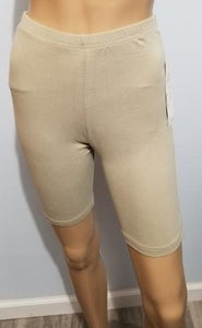 One Step Ahead Suede Supplex Classic Long Short (L, Tan)- On Sale!