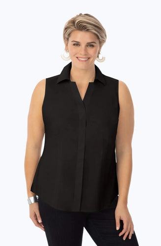 Foxcroft Taylor Stretch Sleeveless Shirt (20, 22, 24, Black)- On Sale!