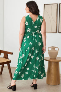 Floral Warp Bust Sleeveless Maxi Dress