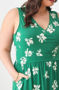 Floral Warp Bust Sleeveless Maxi Dress