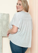 Load image into Gallery viewer, Cotton Smocked Yoke Flutter Sleeve Top