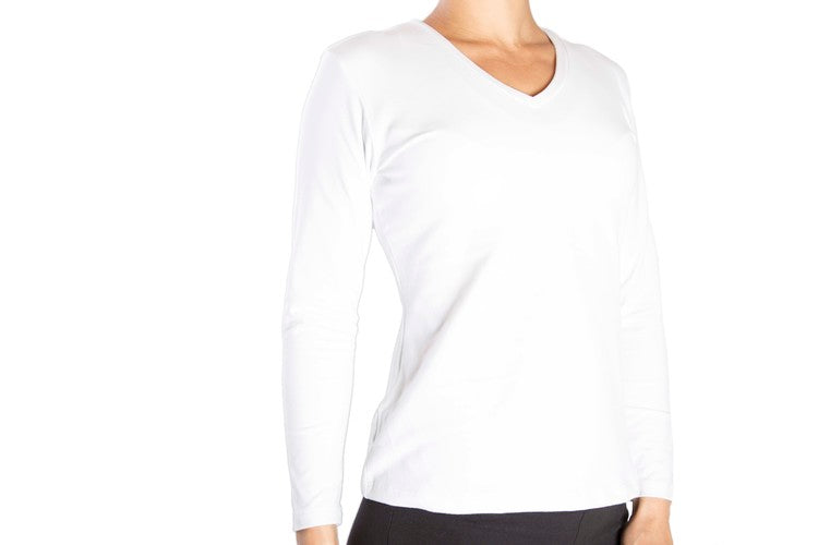 One Step Ahead Suede Supplex Classic Long Sleeve V-Neck
