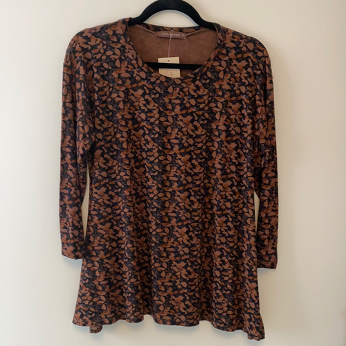 Cut Loose Fall Leaf Jersey Swing Top (S, Espresso) - On Sale!