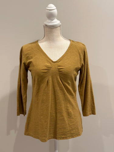 Cut Loose Linen Cotton Jersey 3/4 Sleeve Tuck Front Top (S, Urchin) - On Sale!