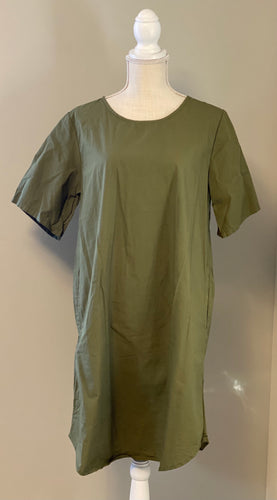 Cut Loose Organic Poplin Short Sleeve Dress (M, Jungle) - On Sale!